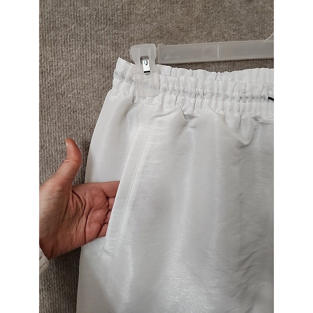 Adidas Lightweight Pull On Cargo Pants Womens L White Shimmer Drawstring - Picture 2 of 9